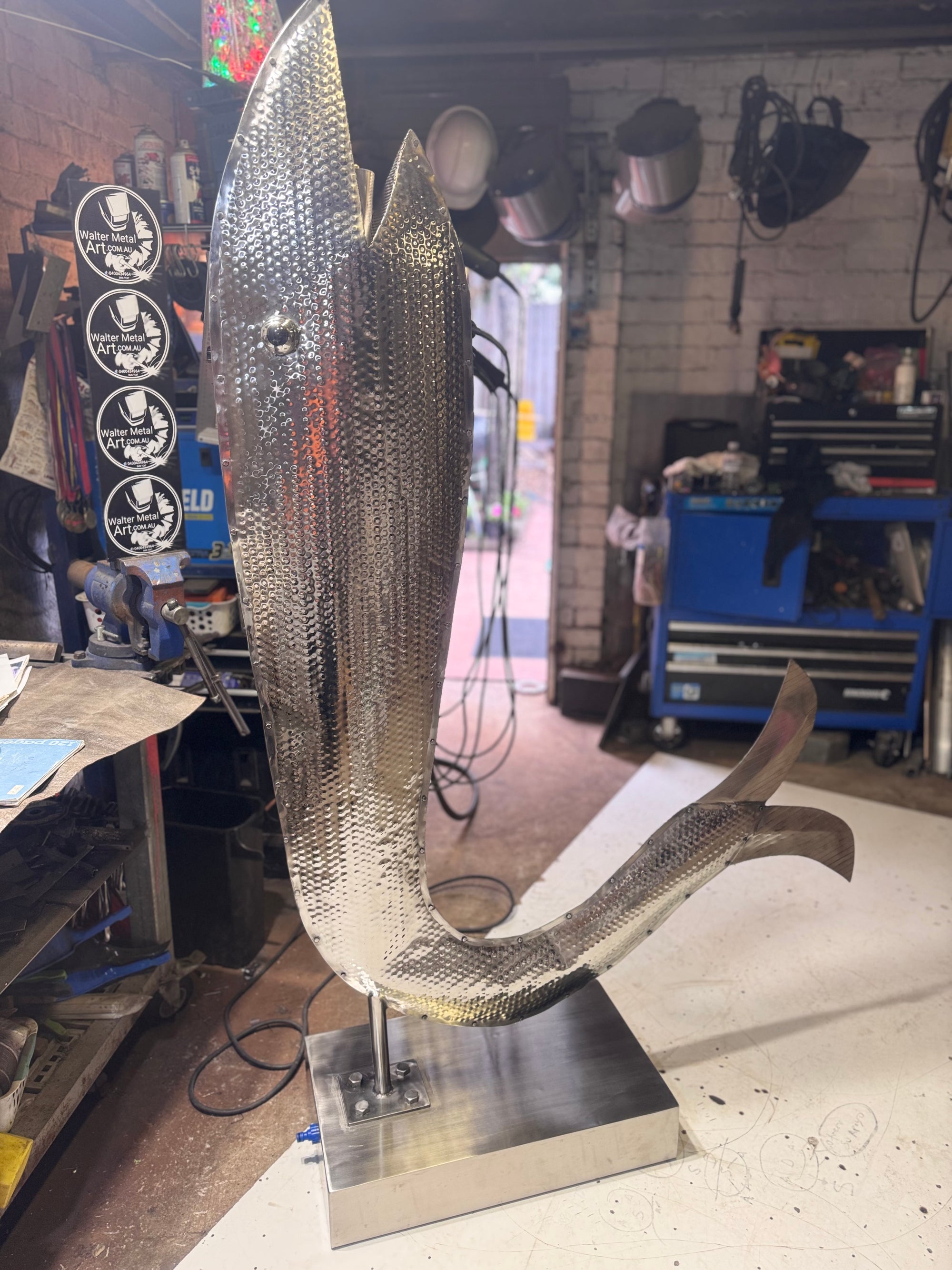 Stainless S. Creative Water Flow Fish Sculpture