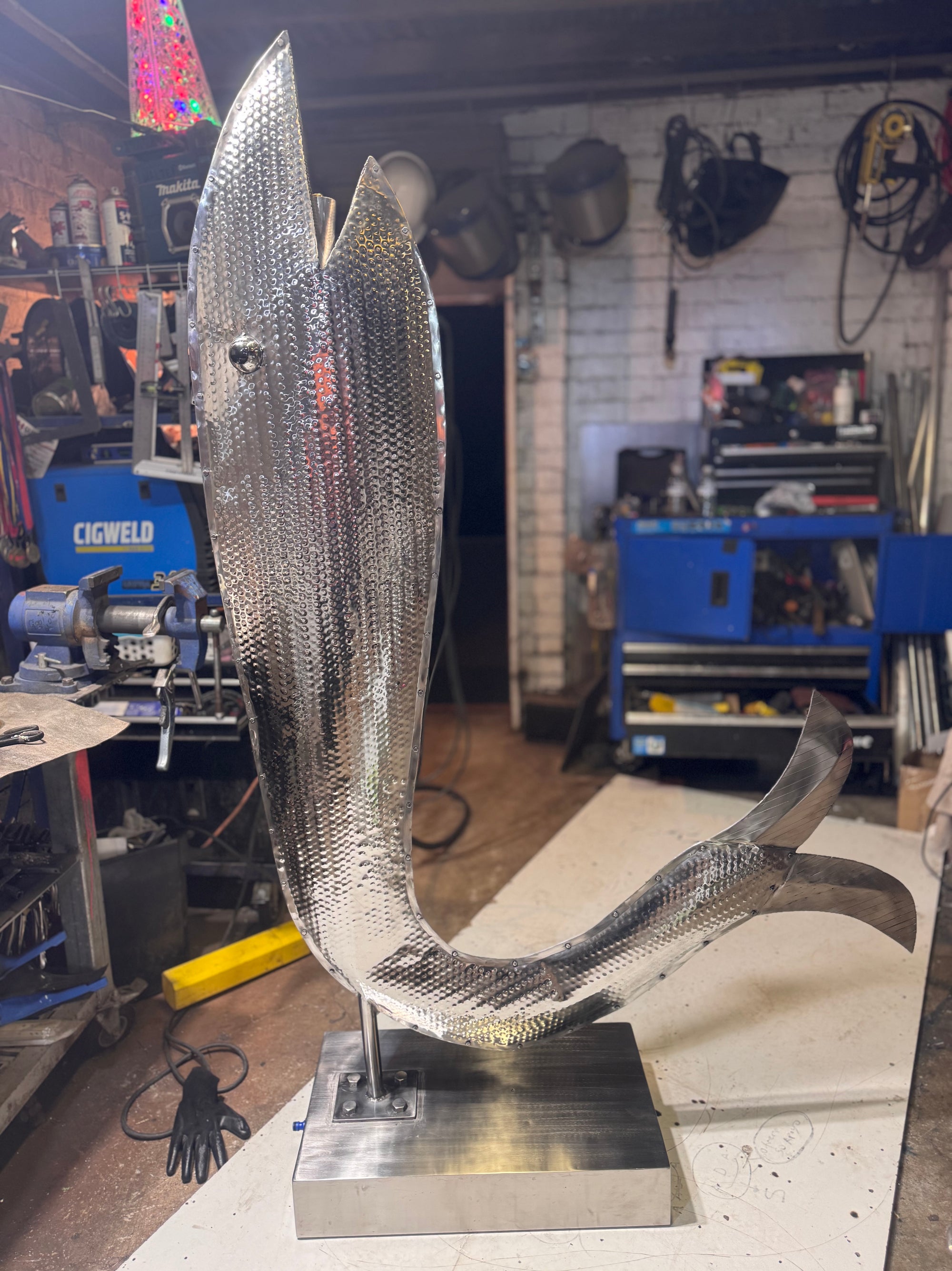 Stainless S. Creative Water Flow Fish Sculpture