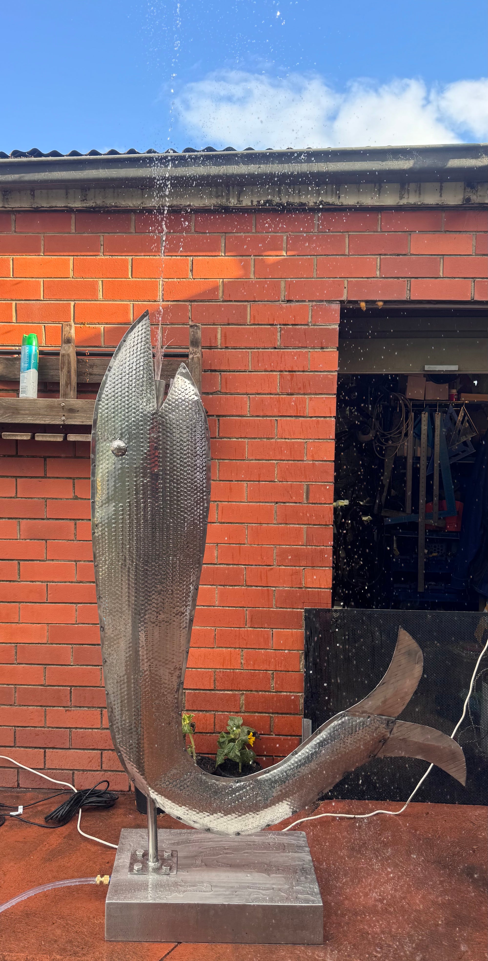 Stainless S. Creative Water Flow Fish Sculpture