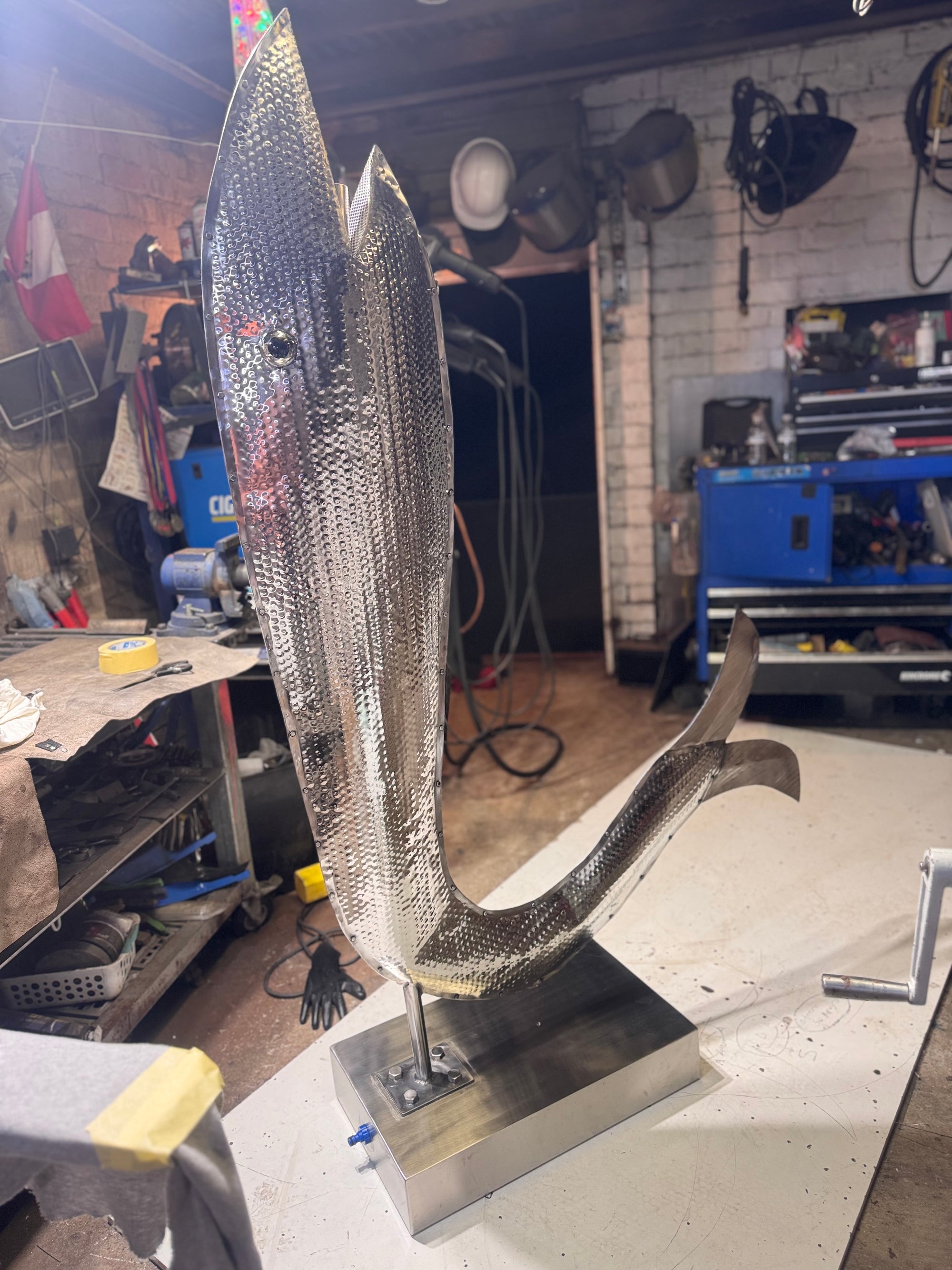 Stainless S. Creative Water Flow Fish Sculpture