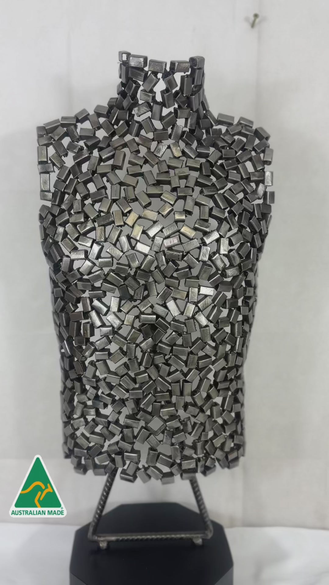 Abstract male torso sculpture to put on a table steel Man