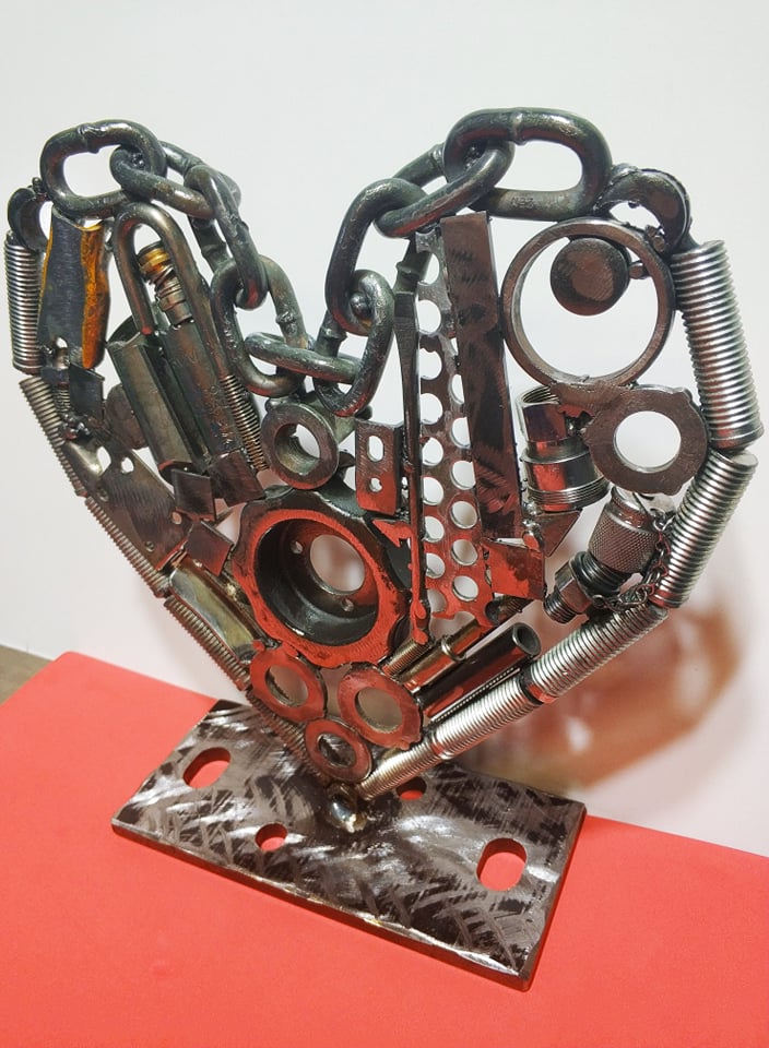Metal heart junk art project
