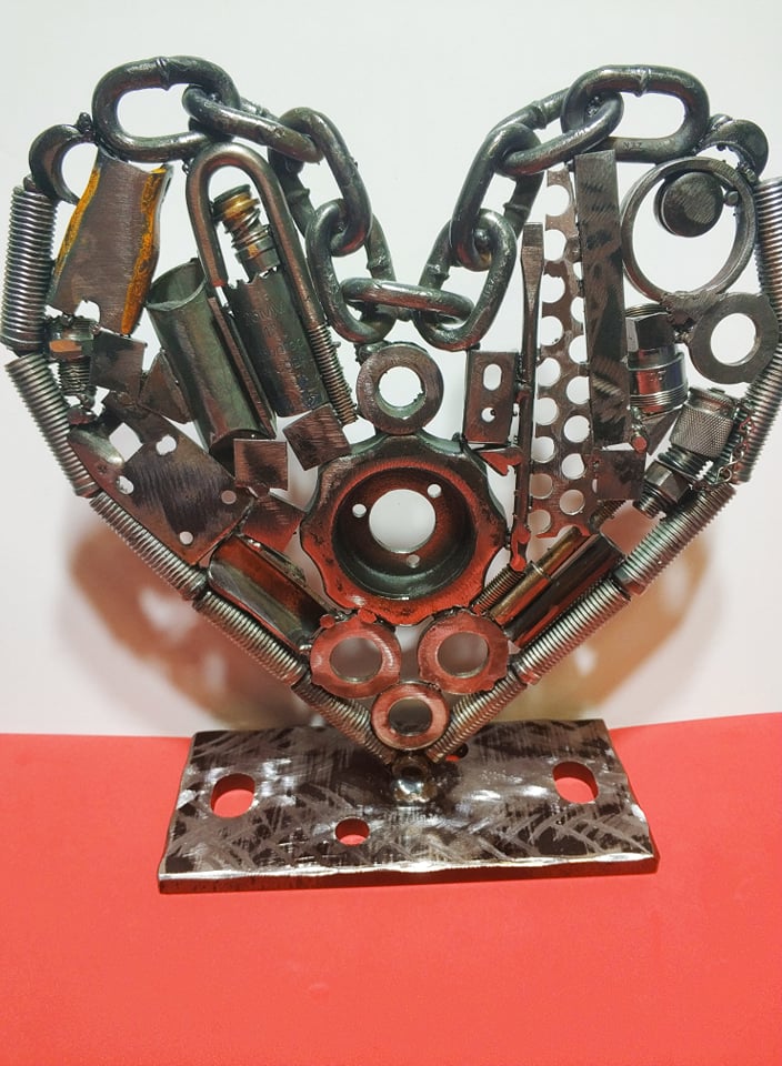 Metal heart junk art project