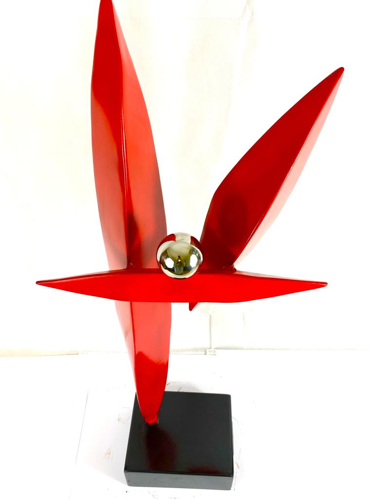 Metal Abstract Sculpture | Art Deco RED | Artwork Vintage Design | Indoor-outdoor Sculpture | Beautiful Handcrafted Sculptures.