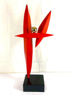 Metal Abstract Sculpture | Art Deco RED | Artwork Vintage Design | Indoor-outdoor Sculpture | Beautiful Handcrafted Sculptures.