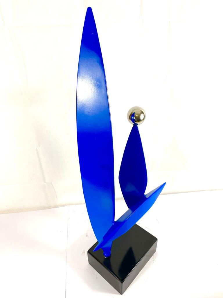 Art Deco BLUE - Metal Abstract Sculpture | Artwork Vintage Design | Indoor-outdoor Sculpture | Beautiful Handcrafted Sculptures.