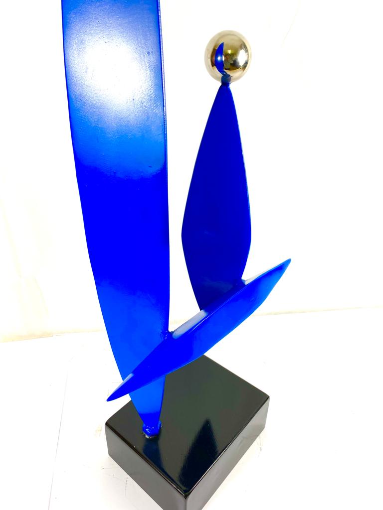 Art Deco BLUE - Metal Abstract Sculpture | Artwork Vintage Design | Indoor-outdoor Sculpture | Beautiful Handcrafted Sculptures.