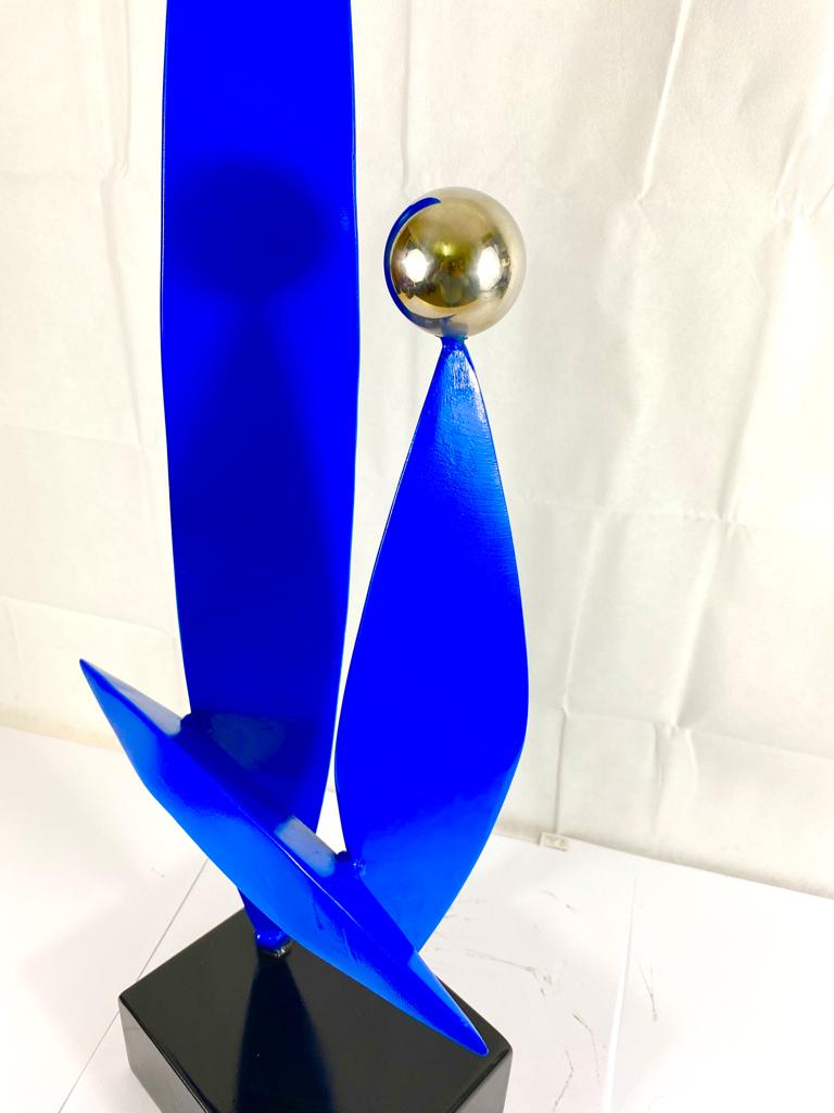 Art Deco BLUE - Metal Abstract Sculpture | Artwork Vintage Design | Indoor-outdoor Sculpture | Beautiful Handcrafted Sculptures.