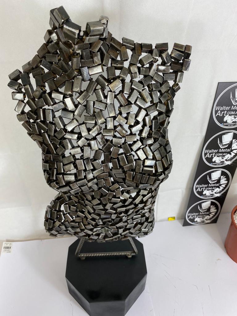 Metal 100% art abstract sculpture Metallic torso of woman, Artisan Sculpture, Metallic Sculpture, metal sculpture of a woman