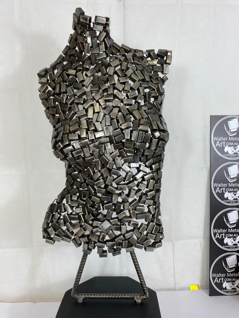 Metal 100% art abstract sculpture Metallic torso of woman, Artisan Sculpture, Metallic Sculpture, metal sculpture of a woman