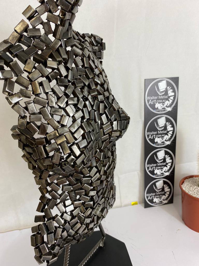 Metal 100% art abstract sculpture Metallic torso of woman, Artisan Sculpture, Metallic Sculpture, metal sculpture of a woman