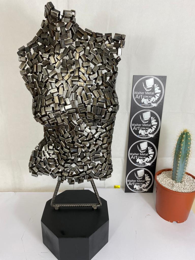 Metal 100% art abstract sculpture Metallic torso of woman, Artisan Sculpture, Metallic Sculpture, metal sculpture of a woman