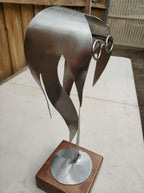 John Lennon Stainless Steel Sculpture, Wood Base Sculpture,Desktop Sculpture.