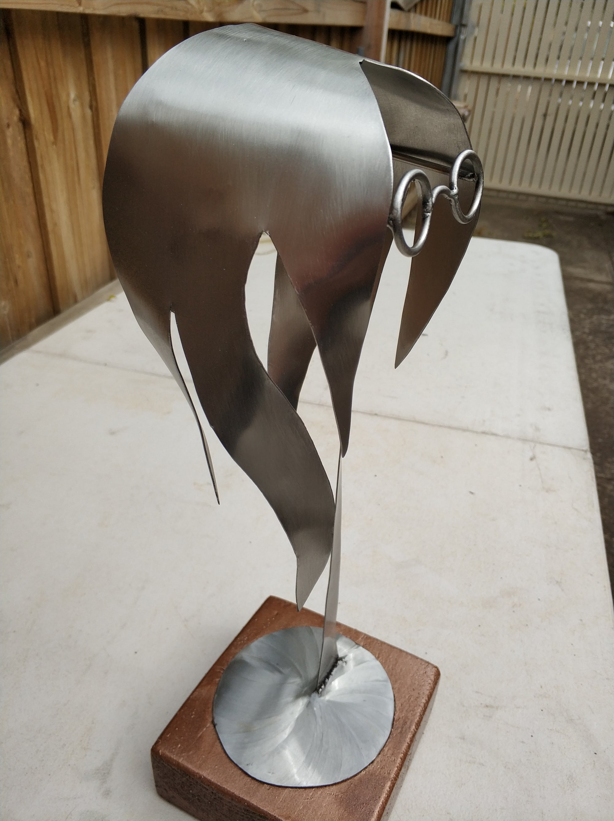 John Lennon Stainless Steel Sculpture, Wood Base Sculpture,Desktop Sculpture.