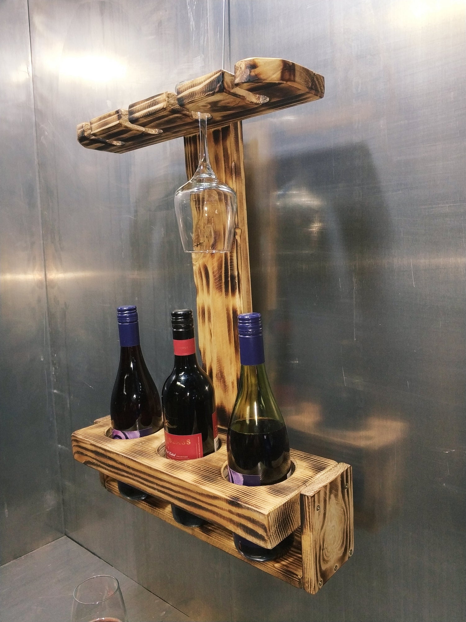 Coastal wine rack-Wine rack-Wall wine rack-Wine glass holder-Rustic wine shelf-Wine rack with cleats-Wine bottle storage-Wine bottle shelf