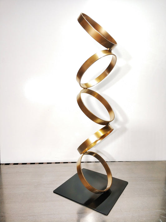 5 Ring GOLD sculpture  Mid Century Modern Metal Sculpture Art Abstract Simple Contemporary Decor Modernist by WALTER METAL ART