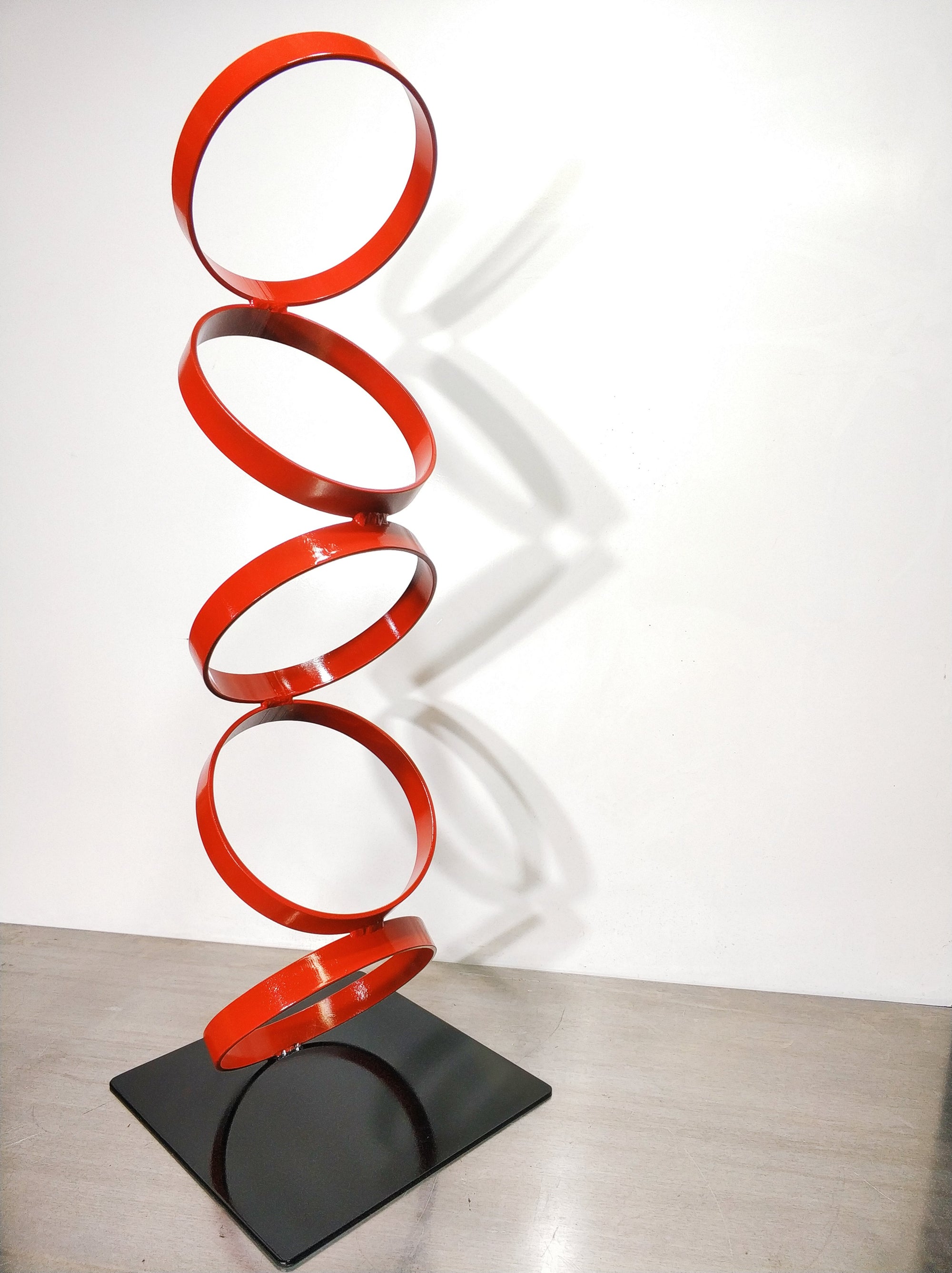 5 Ring RED sculpture sculpture Mid Century Modern Metal Sculpture Art Abstract Simple Contemporary Decor Modernist by WALTER METAL ART