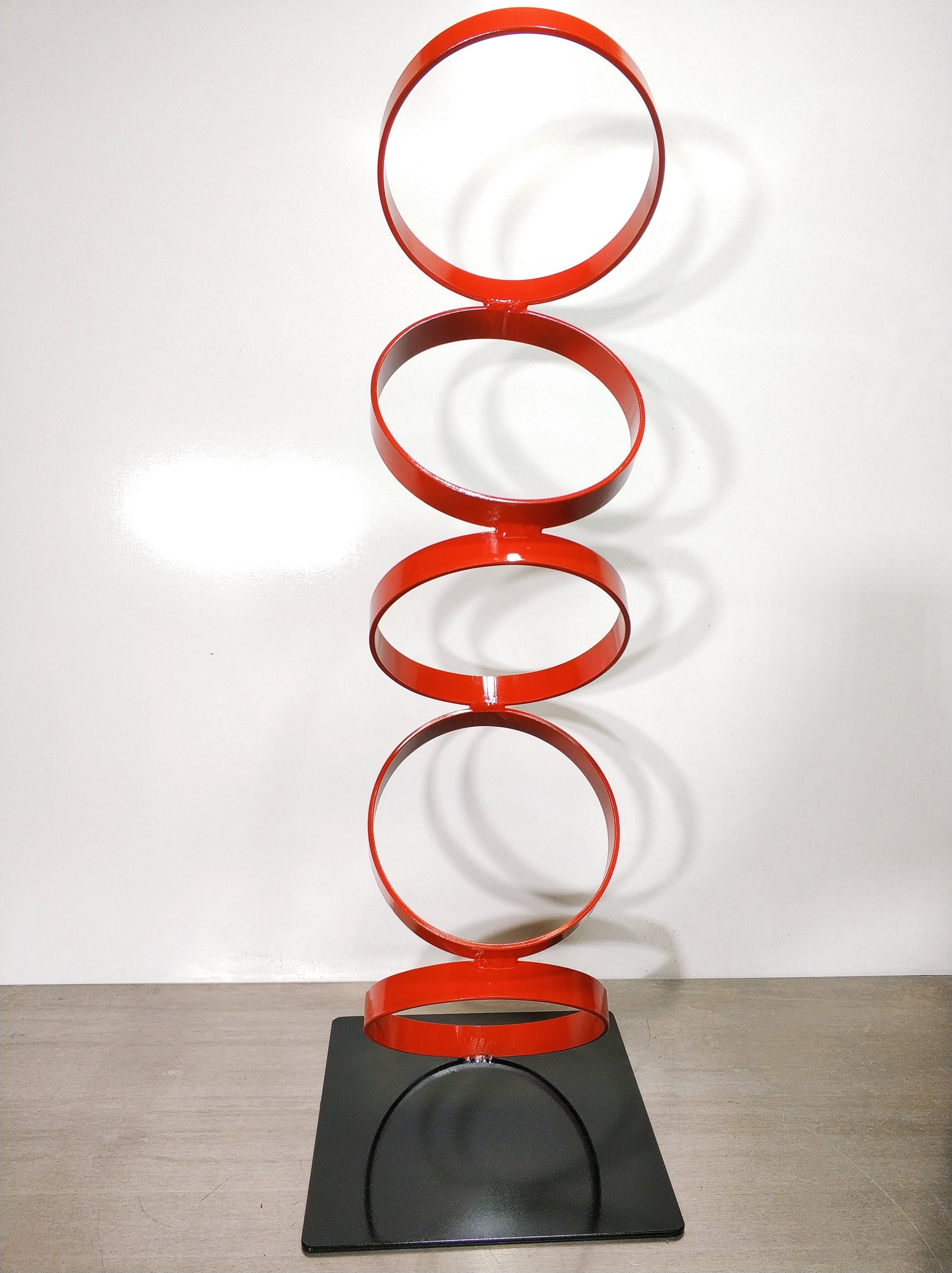 5 Ring RED sculpture sculpture Mid Century Modern Metal Sculpture Art Abstract Simple Contemporary Decor Modernist by WALTER METAL ART
