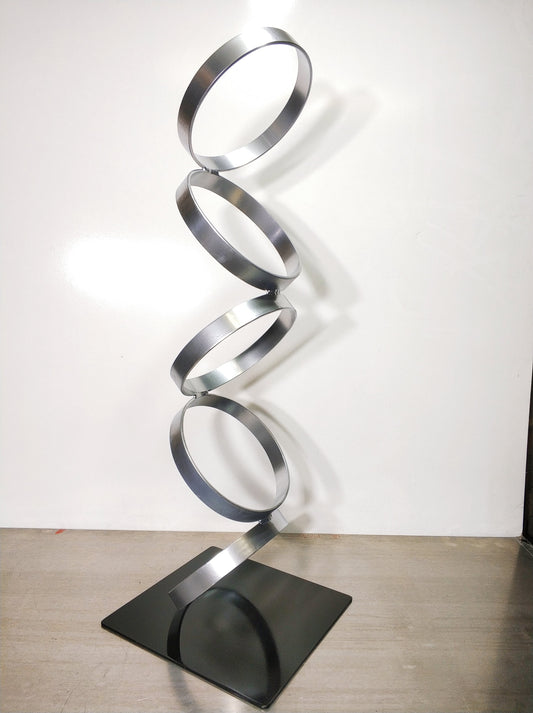 5 Ring SILVER sculpture Mid Century Modern Metal Sculpture Art Abstract Simple Contemporary Decor Modernist by WALTER METAL ART