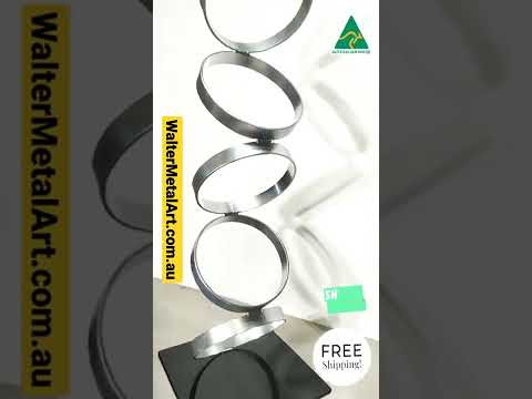 5 Ring SILVER sculpture Mid Century Modern Metal Sculpture Art Abstract Simple Contemporary Decor Modernist by WALTER METAL ART